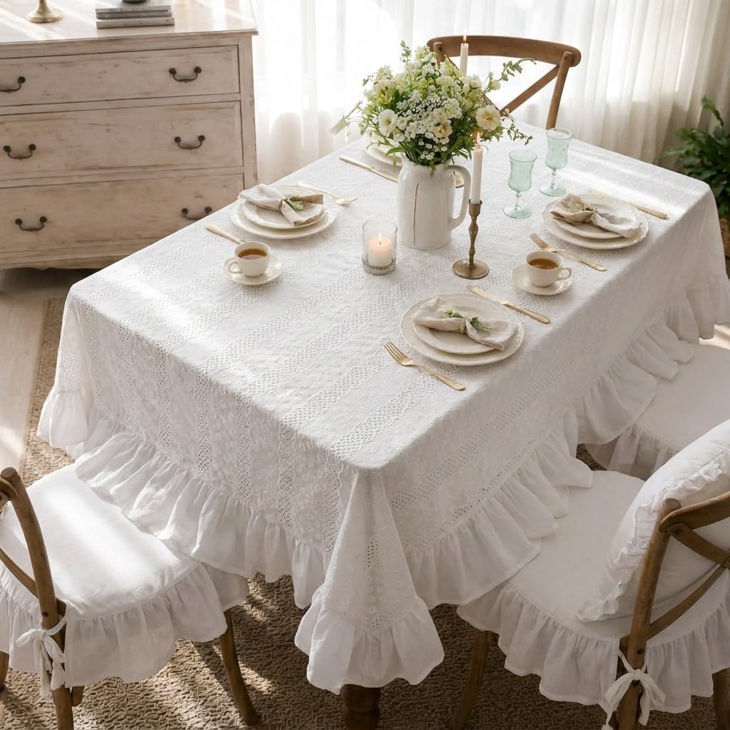 Washable Cotton Rectangular Tablecloth