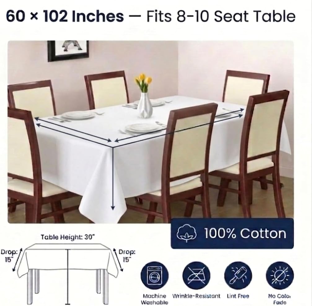 Linen Rectangular Tablecloth for Dining Tables - Image 2