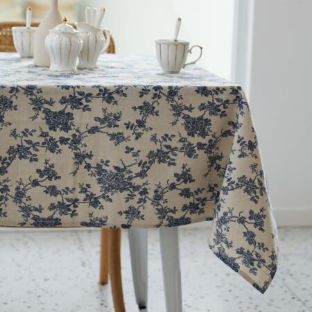 Striped Ruffled Tablecloth for Large Dining Tables