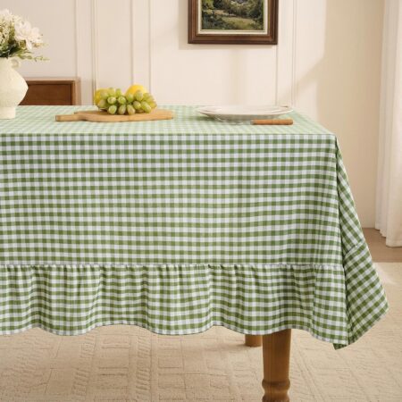 Checkered Cotton Linen Tablecloth for Indoor and Outdoor Use