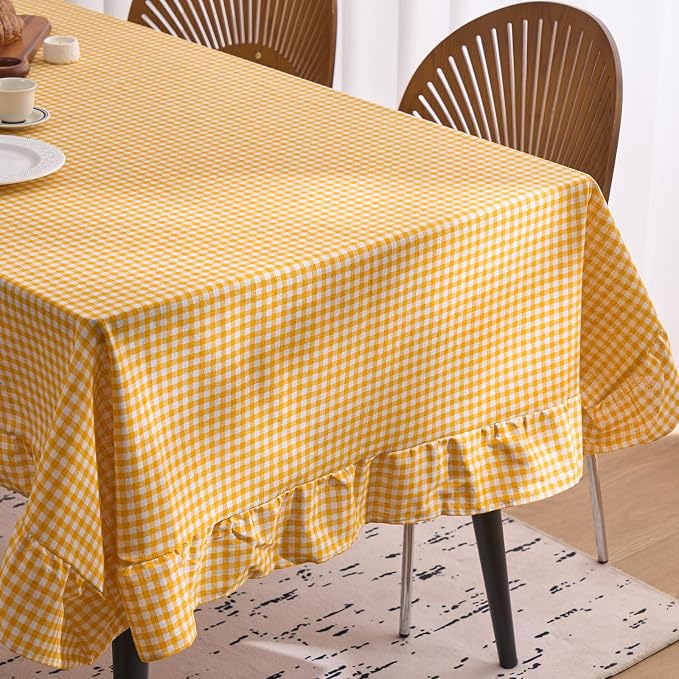 Ruffled Cotton Linen Tablecloth for Rectangle Tables - Image 2