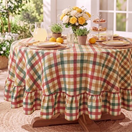Plaid Ruffled Tablecloth for Seasonal Dining