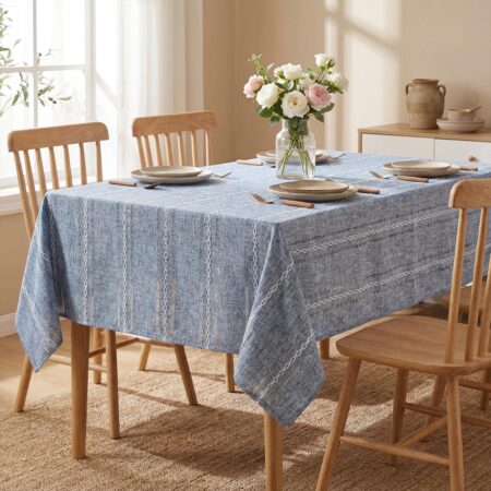 Gingham Rectangular Tablecloth with Tassel Trim