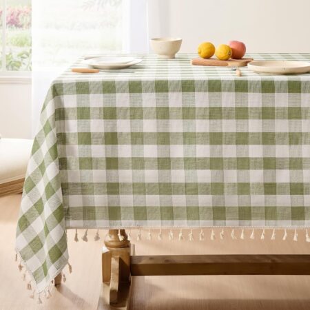 Gingham Ruffled Tablecloth for Large Tables