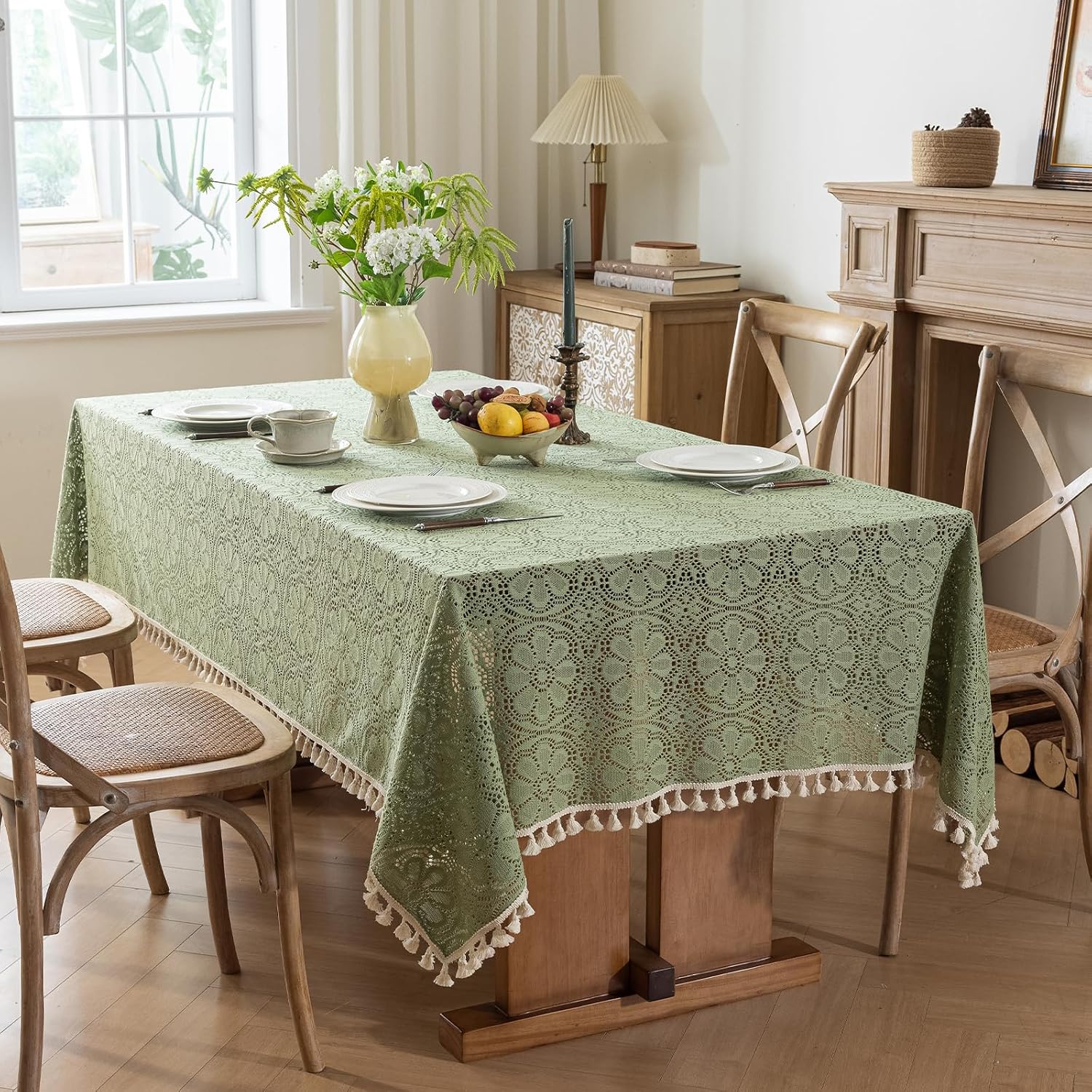 Crochet Lace Rectangular Tablecloth - Image 2