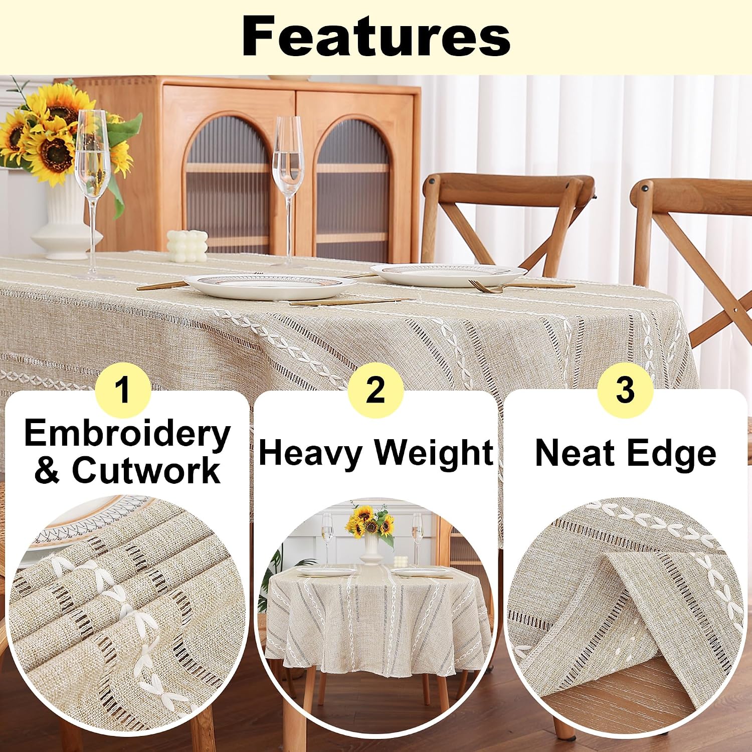 Striped Cotton Linen Oval Tablecloth - Image 2